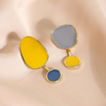 14k-Gold-[grey-egg-yellow-dark-blue]-Brass-Enamel-Geometric-Minimalist-Drop-Earring