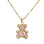 20882-Brass-Rhinestone-Cute-Bear-Pendant-Necklace