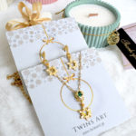 set-candle-green-earring-necklace-snowflake