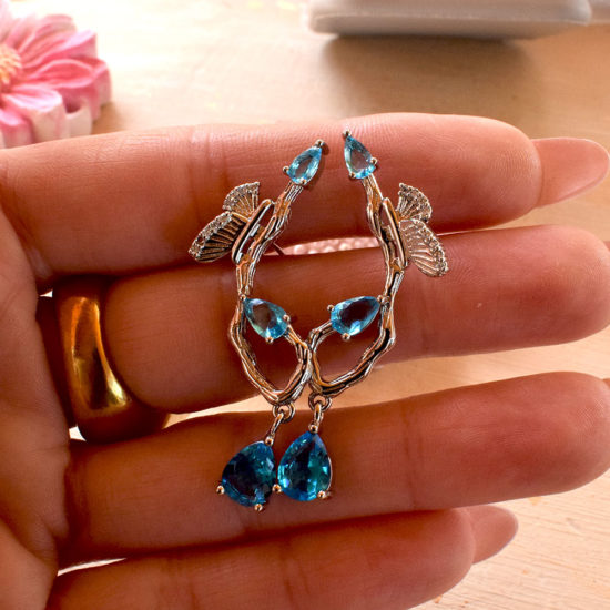 Σκουλαρίκια πεταλούδα 🦋 sky blue ζιργκόν κρύσταλλα