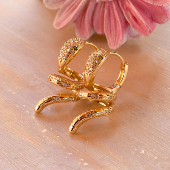 Σκουλαρίκια φίδι με ζιργκόν κρύσταλλα