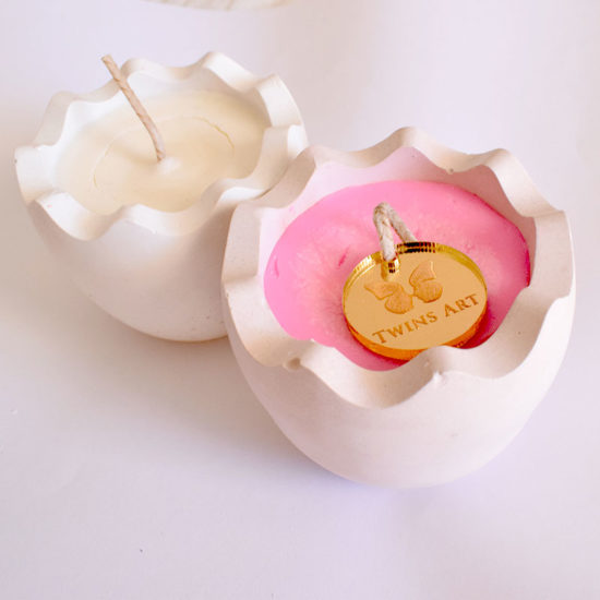 Διακοσμητικό κεραμικό αυγό με κερί σόγιας ιβουάρ