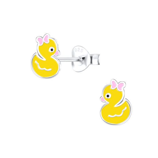 Silver Duck Stud Earrings