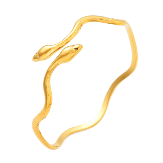 Ατσάλινο bangle - Snake 14K gold plated