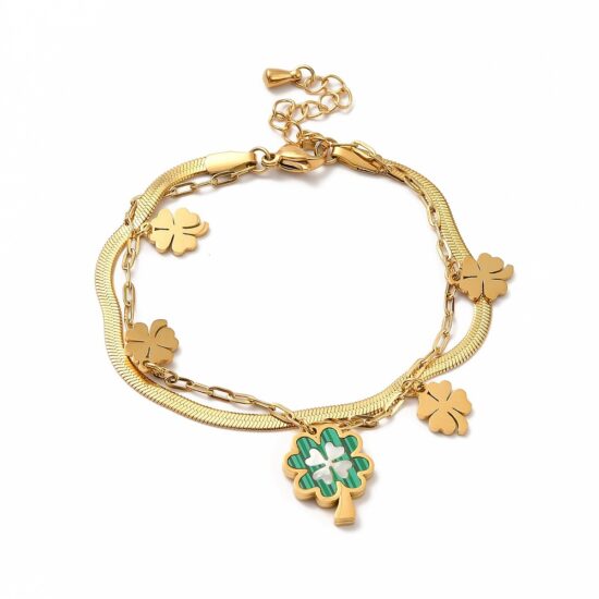 Ατσάλινο βραχιόλι - Shell clover Charm