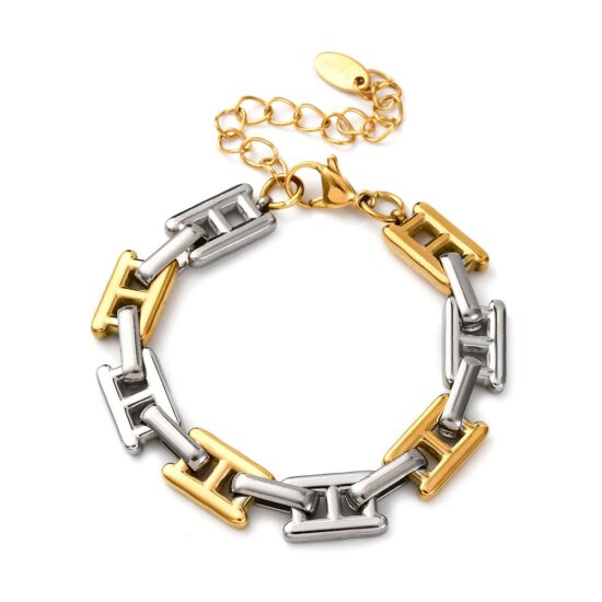 Ατσάλινο Βραχιόλι – Two Tone Link Design