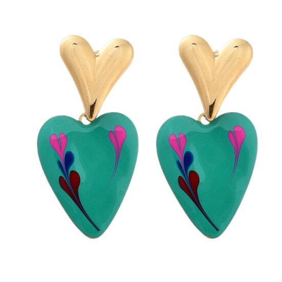 Ατσάλινα σκουλαρίκια - Pure love 18K Gold plated