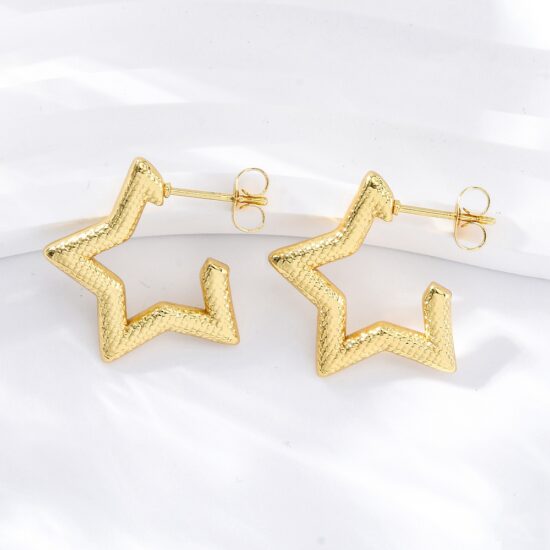 Ατσάλινα σκουλαρίκια - Starry 18K Gold plated