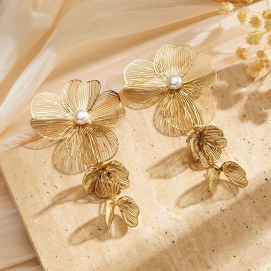 Ατσάλινα σκουλαρίκια - Flower Shine