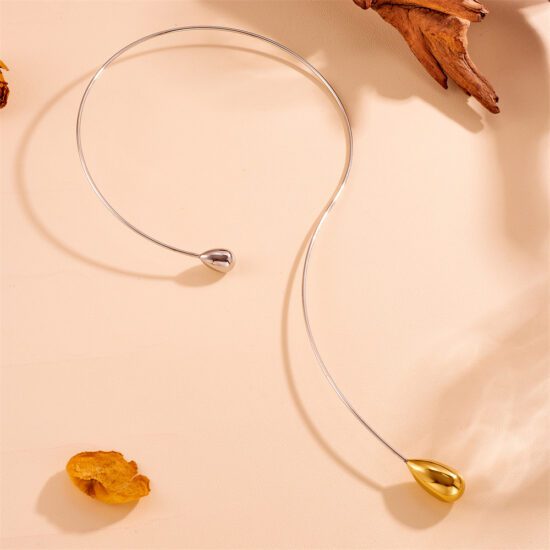 Ατσάλινο τσόκερ - Open cuff choker two tone drop
