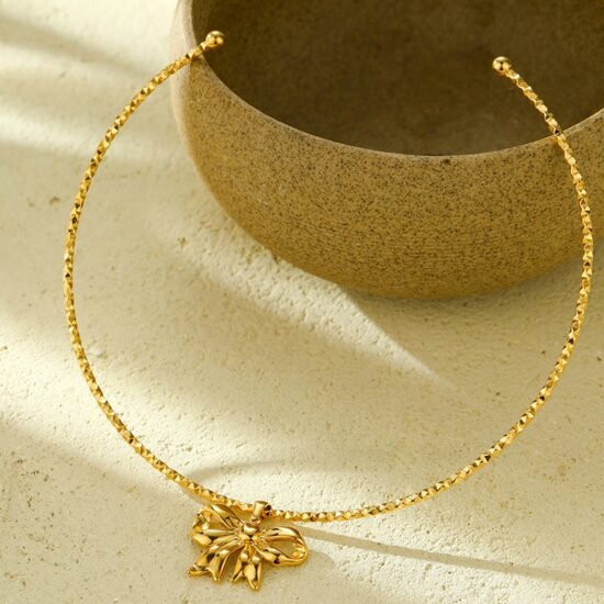 Ατσάλινο τσόκερ - Open Choker Bowknot 18K gold plated