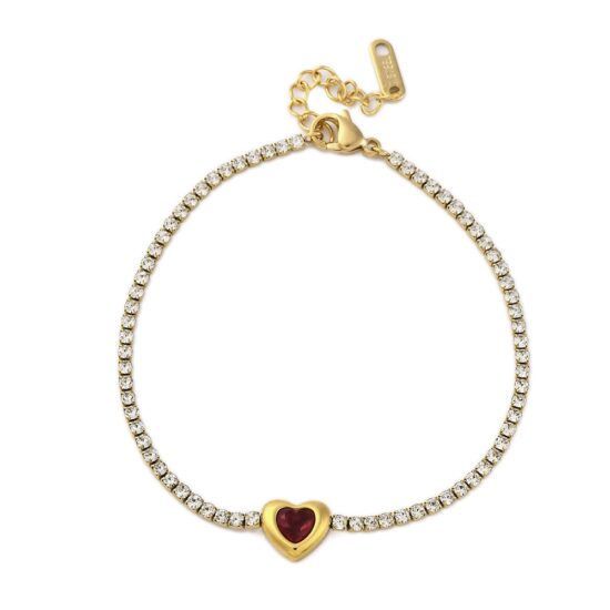 Ατσάλινο βραχιόλι - Link bracelet Pure love zirconia golden