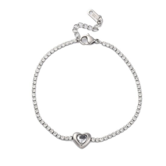 Ατσάλινο βραχιόλι - Link bracelet Pure love zirconia silver