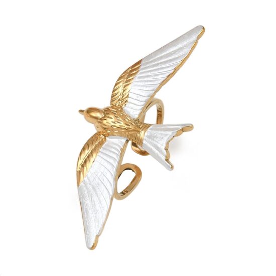 Ατσάλινο δακτυλίδι - Cuff ring White Bird