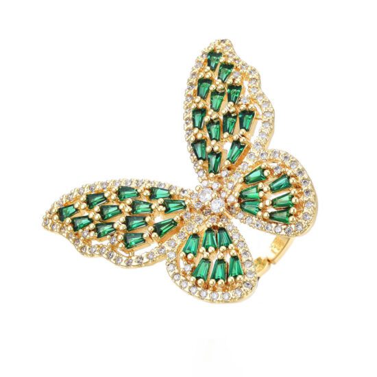 Eco Brass Δακτυλίδι Πεταλούδα - Butterfly Glow open cuff 18K Gold PLated