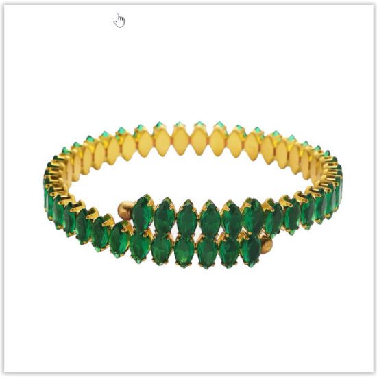 Eco brass Βραχιόλι - Open Cuff Nature Emerald Golden
