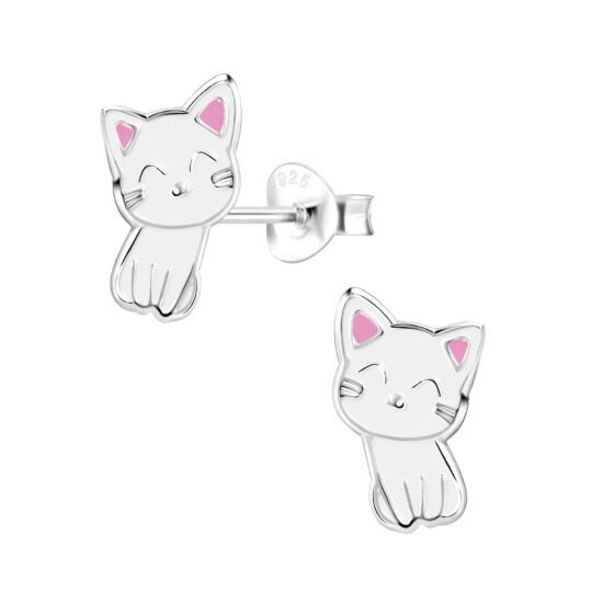Kittie Silver 925 stud Earrings White