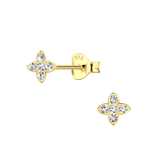Cross Silver 925 Studs gold plated zirconia