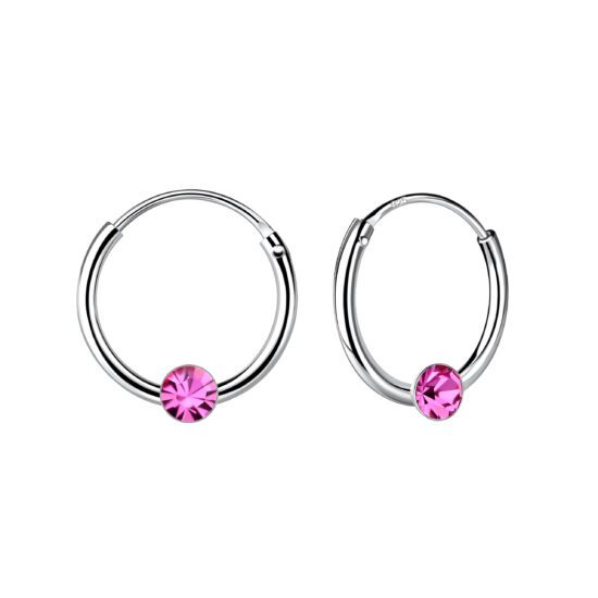Hoops zirconia pink Silver 925 Studs