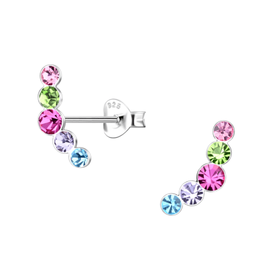 Half moon Silver 925 Studs Multicolor