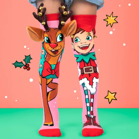 Reindeer and Elf Socks Age 6+