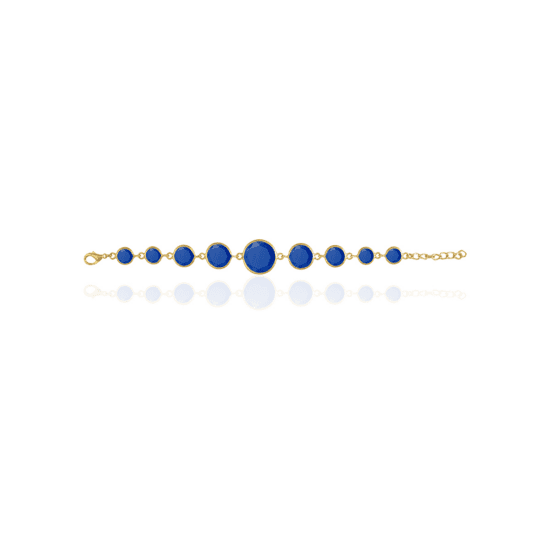 Χειροποίητο Βραχιόλι Semi precious Midnight blue Multi stones – 22K Gold Plated
