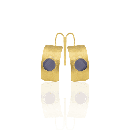 Χειροποίητα Σκουλαρίκια Geometric purple stone – Επιχρυσωμένα 22K Gold Plated