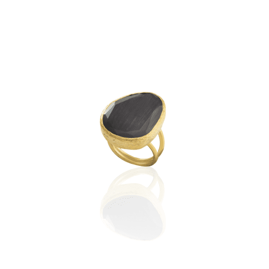 Χειροποίητο Δακτυλίδι R18 Semi precious black – 22K Gold Plated