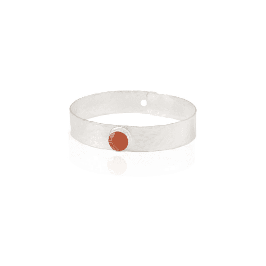 Χειροποίητο Βραχιόλι Semi precious Bangle Red  – Silver plated