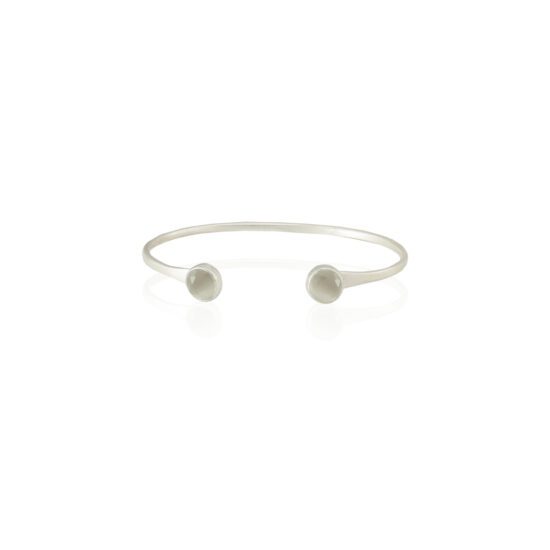 Χειροποίητο Βραχιόλι Semi precious Open cuff Grey  – Silver plated