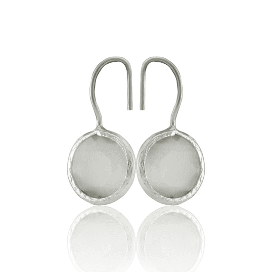 Χειροποίητα Σκουλαρίκια Semi precious Grey minimal round – Silver plated