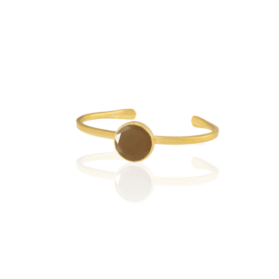 Χειροποίητο Βραχίολι Bangle Semi precious Brown– Επιχρυσωμένα 22K Gold Plated