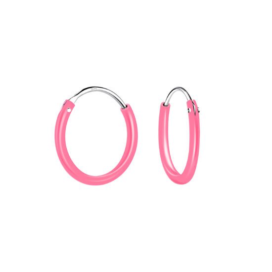 Silver Light Pink Hoop Earrings