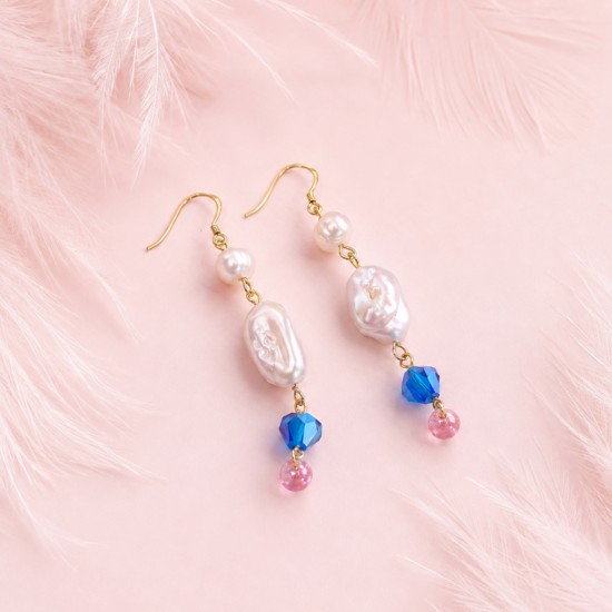 Σκουλαρίκια Blue Crystal Pearl