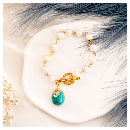 Pearl Charm Bracelet με Πράσινο Pendant