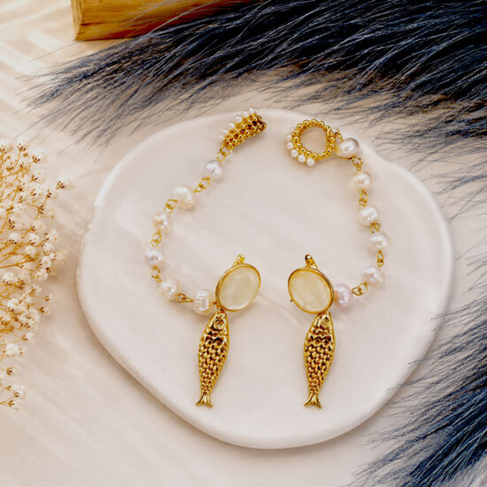 Golden Fish Pearl Set – Χειροποίητο Σετ με Μαργαριτάρια