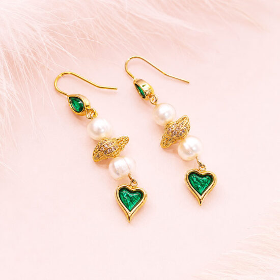 Σκουλαρίκια Emerald Heart Pearl